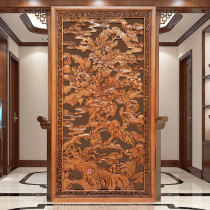 Dongyang wood carving solid wood screen hand carved Chinese partition background entrance hall custom hanging peony flower blooming wealth