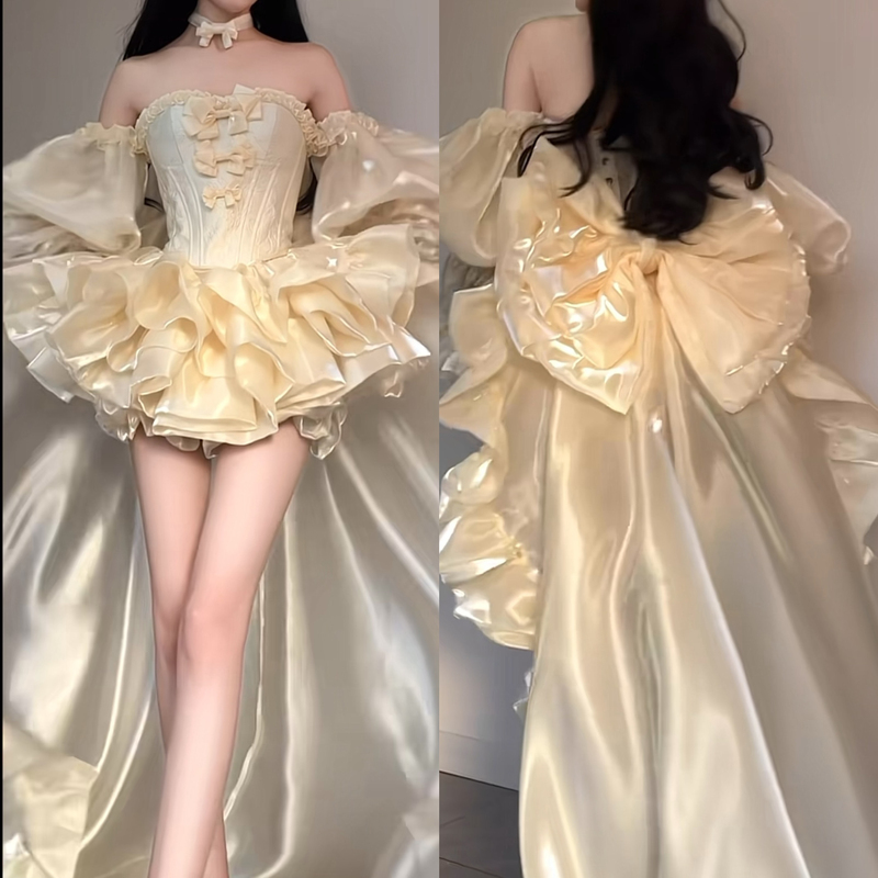 Haute Couture Like Heart, Proxima Centauri Gold, Cheril, Birthday Coming-Of-Age Ceremony Banquet Dress, Princess Puffy Skirt Haute Couture Like Heart, Proxima Centauri Gold, Cheril, Birthday Coming-Of-Age Ceremony Banquet Dress, Princess Puffy Skirt