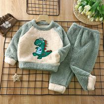 Autumn and winter new childrens flannel pyjamas suit Home Girls Thickening Warm Children Pyjamas in Girls