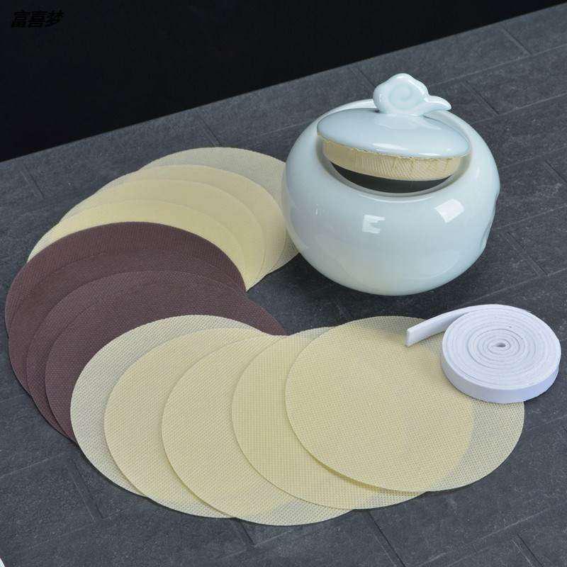 Tea leaf tank lid sealed non-woven fabric flower bub tea leaf jars accessories Double-sided Adhesive green flower cloth non-woven ceramic seal-Taobao