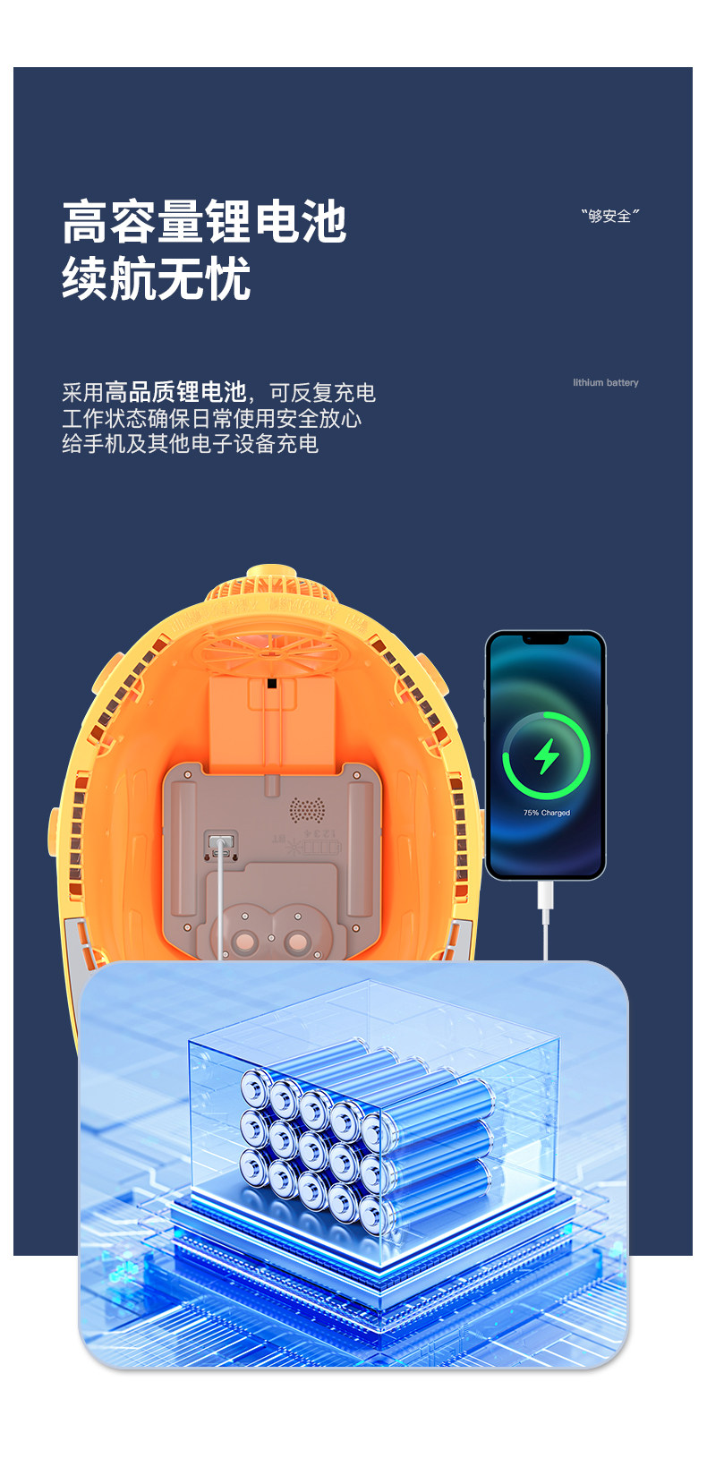 Фанаты Cap 欢盾八风扇双空调蓝牙ai语音智能双太阳能安全头灯帽矽胶按键防水