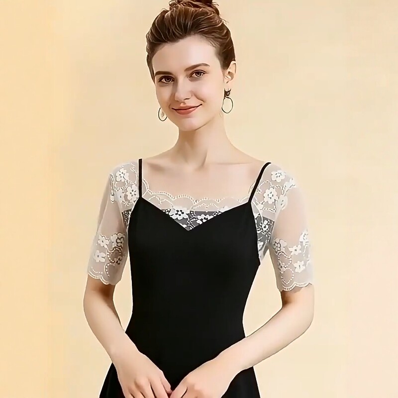 Lace Camisole Top That Covers the Arms, Layered with a Lightweight Mesh Undershirt, Sleeveless Arm-Covering Magic Garment Lace Camisole Top That Covers the Arms, Layered with a Lightweight Mesh Undershirt, Sleeveless Arm-Covering Magic Garment