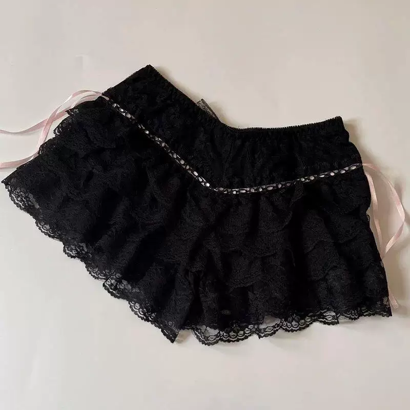 Пляжные шорты Cottage Coquette Y2K 00s Vintage для женщин, кружевные