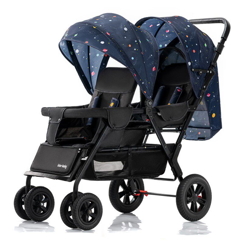 Twin baby trolley light folding to sit down with a two-child baby double baby stroller-Taobao
