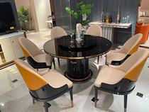 Italian red beech round dining table small apartment dining chair Nordic light luxury creative home dining table and chair combination set