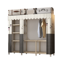 Installation-free folding cloth wardrobe for bedroom and home all-steel frame sturdy and durable simple wardrobe for rental economical