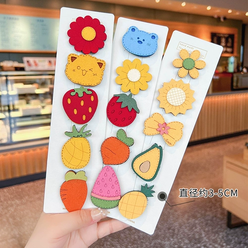 Детская челка на липучке, мультяшные милые детские безвредные шпильки для волос, аксессуар для волос, в корейском стиле, не повреждает волосы