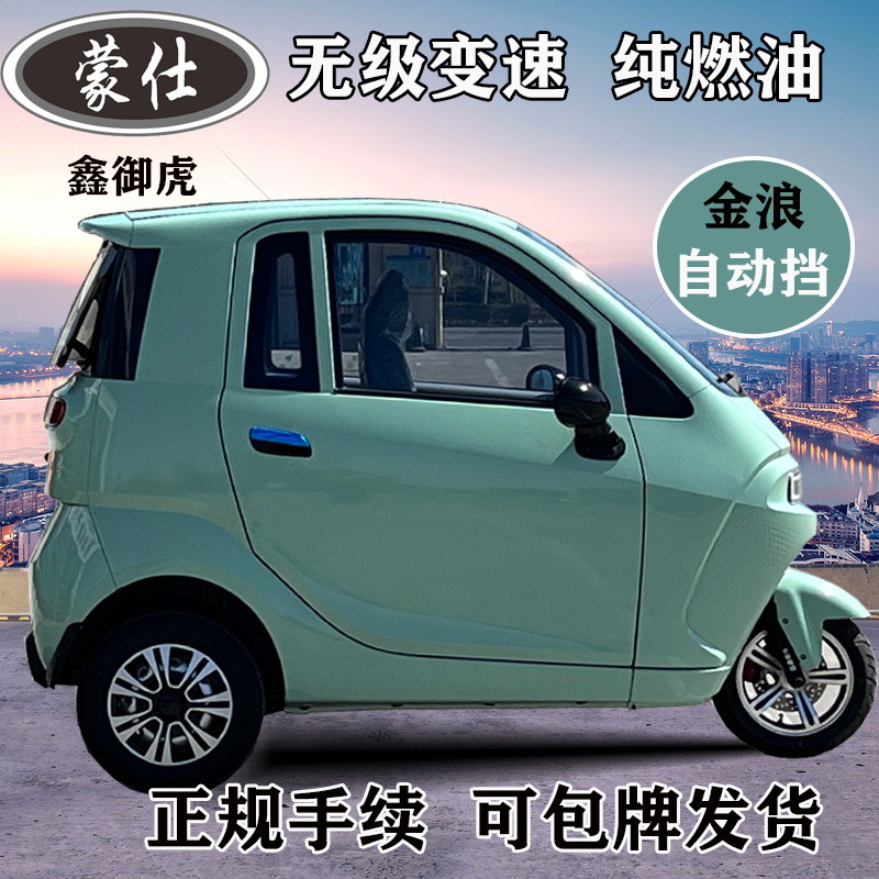 Fully Enclosed Fuel-Powered Tricycle, Small Gasoline Motorcycle, Stepless Variable Speed Automatic Transmission, Disabled-Friendly Mobility Vehicle, Can Be Registered
