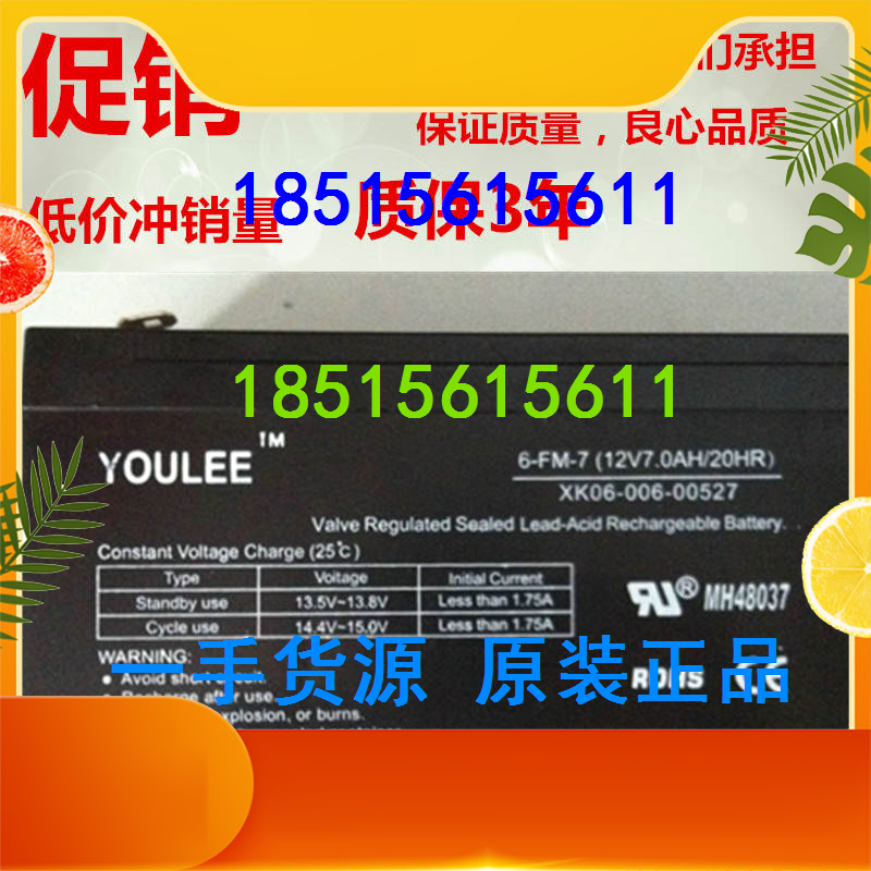 YOULEE battery 6-FM-7 12V7 0AH 20HR toy car stroller children's car battery