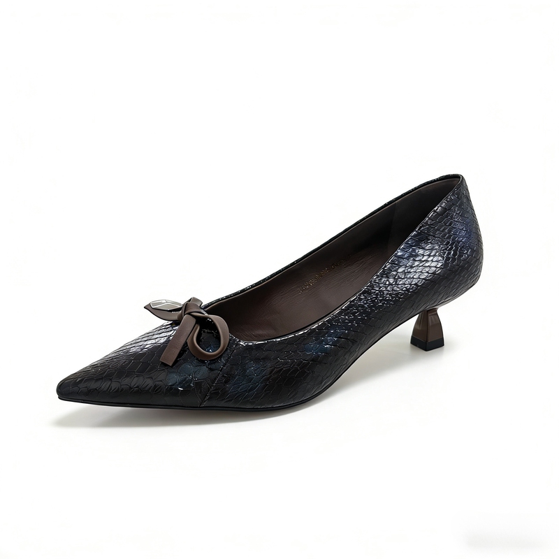 Doushen New Arrivals - Full Snakeskin Light Luxury Color-Polished Butterfly Low-Heeled Shoes 86662, 3-1-1