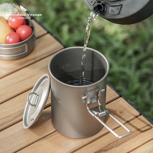 Biwei Pure Titanium Pot Comping Camping Multifunctional Rice Proting Pot Outdoor Portable Single Pot Titanium Pot Port Cup Set Pot