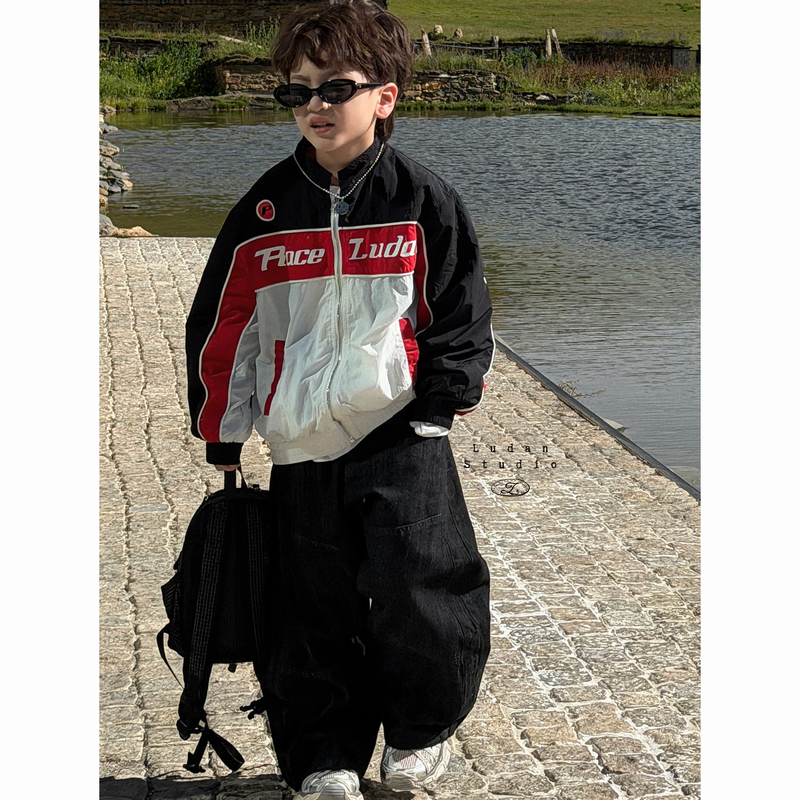 Braised Egg Children's Clothing 26Ss Early Autumn | Pilot. Celebrity-Inspired Trendy and Cool Biker Color-Blocked Jacket for Older Children Braised Egg Children's Clothing 26Ss Early Autumn | Pilot. Celebrity-Inspired Trendy and Cool Biker Color-Blocked Jacket for Older Children