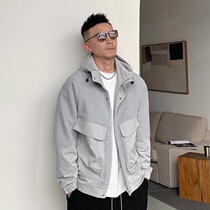 Leveraged Uncles Spring Autumn Season Mens Hat Jacket Casual Fashion Loose American Korean Version Coat Splicing Tooling Coat Tide