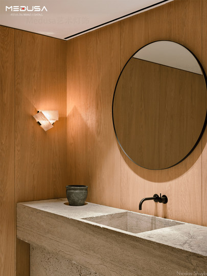 Frenchpierre Chareau Spanish Marble Wall Lamp French Art Hotel Corridor Staircase Background Wall Lamp