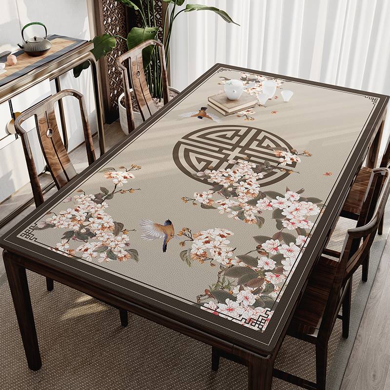 Mahogany tablecloth rectangular tablecloth on the coffee table noble living room 2021 new table mat cloth Chinese style waterproof