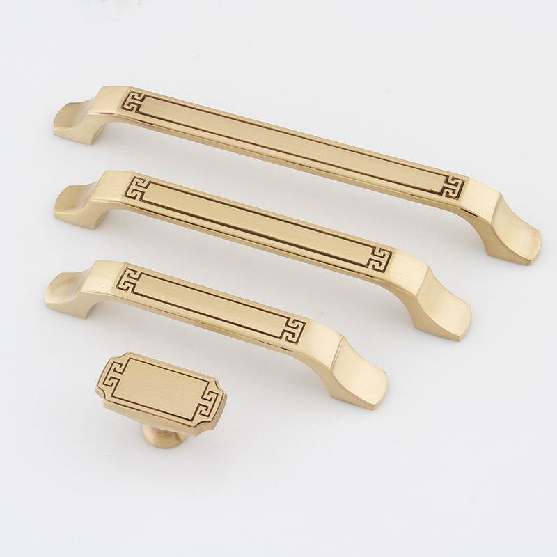 Pure copper new Chinese cabinet door handle modern Chinese clothes overall cabinet door handle all copper drawer antique single hole copper handle