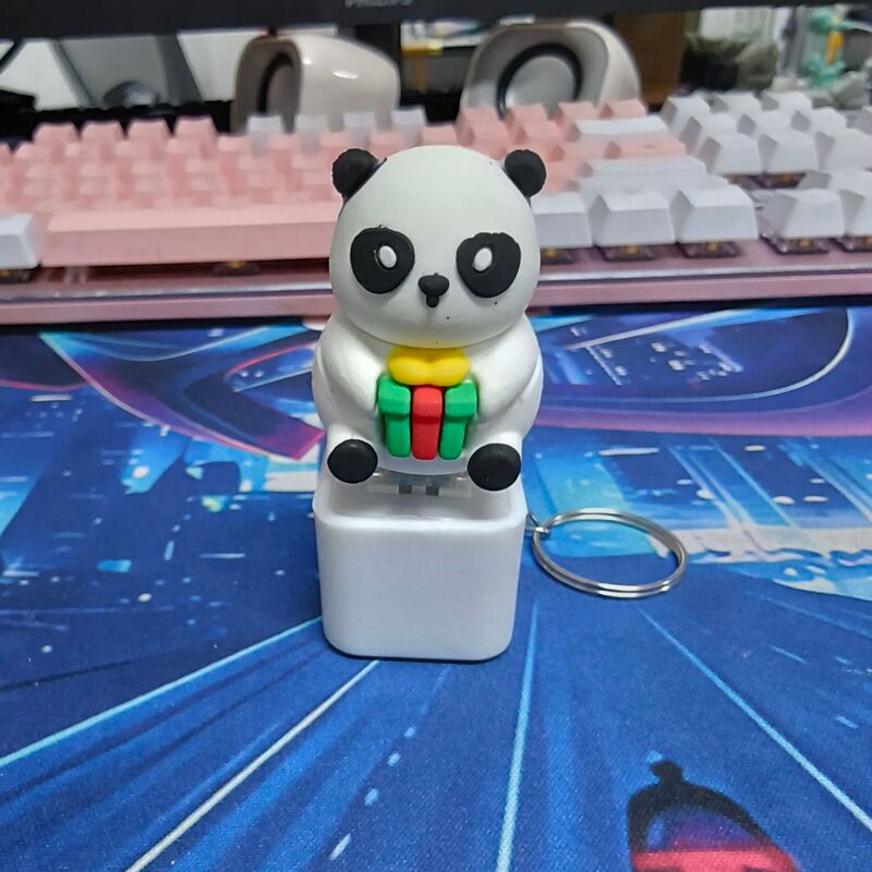 Cross-Border Popular Kung Fu Panda Stress-Relief Button Mechanical Keyboard Squishy Stress-Relief Keychain Pendant Gift for Friends