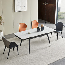 Modern simple slate dining table for home small apartment foldable light luxury telescopic rectangular stretching dining table and chair combination
