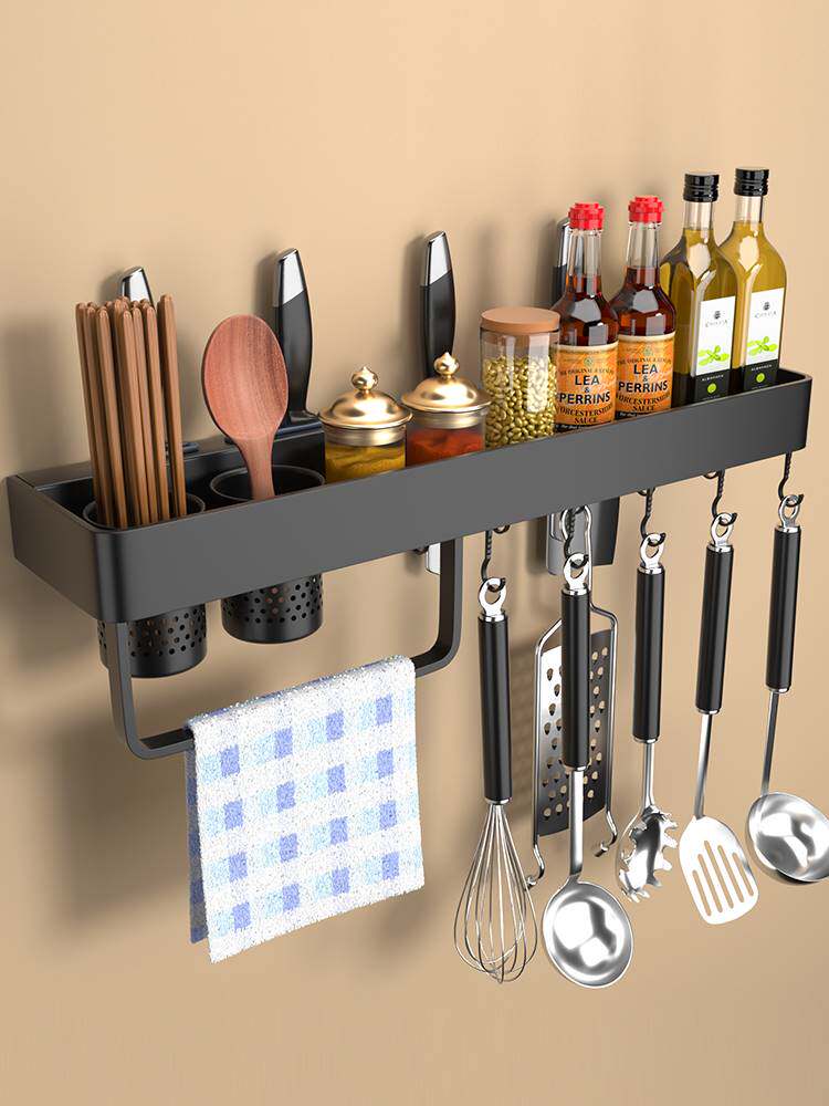 Shelving Shelf Kitchen-style Wall-mounted Knife Rest Release Seasonings Punching Supplies Home Big Full Rack