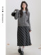 2024 Autumn and Winter New Gray Round Neck Fake Two-Piece Knitted Sweater Women's Loose Embroidered Sweater Jacket Bow Top