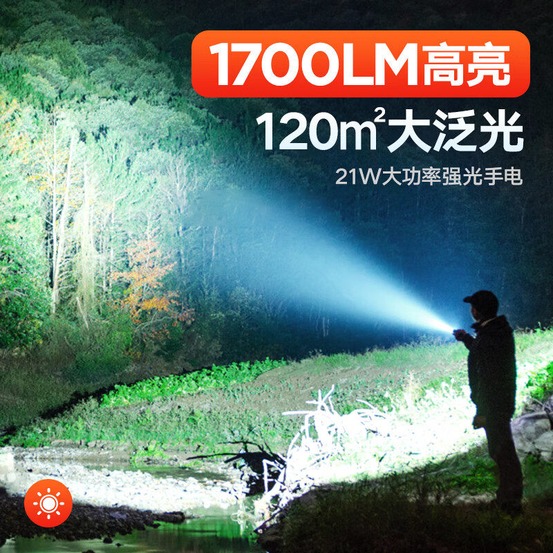 Philips Strong Light Flashlight Zoomable Long-Range Large Floodlight Ultra-Bright Long Battery Life Outdoor Camping Adventure Portable Rechargeable