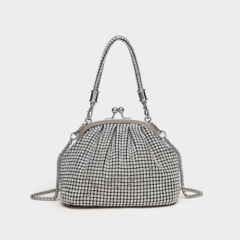 2024 New Cross-Border Handmade Rhinestone-Embellished Evening Clutch for Women, Shiny Rhinestone Shell-Shaped Handbag with Chain Shoulder Strap 2024 New Cross-Border Handmade Rhinestone-Embellished Evening Clutch for Women, Shiny Rhinestone Shell-Shaped Handbag with Chain Shoulder Strap