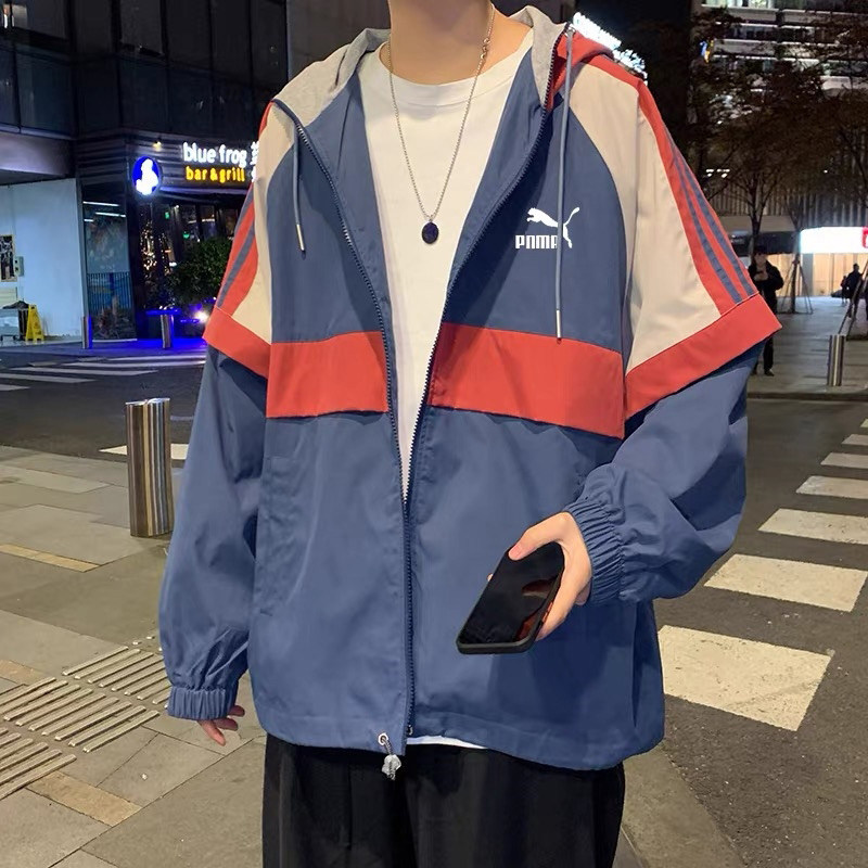 Classic trendy brand jacket men's fleece thickening sports hooded tops couples casual tooling jacket women's loose all-match