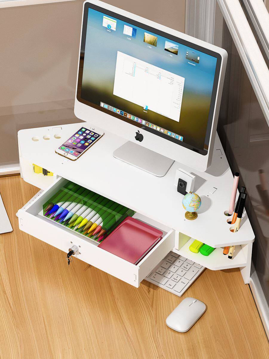 Corner computer elevated cable All TV flat pad desktop office cute pink widened long version