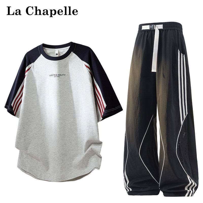 La Chapelle Patchwork Color-Blocked Sports Suit for Women, Summer Round Neck Quick-Dry Thin Short-Sleeve T-Shirt, Preppy Style Outfit La Chapelle Patchwork Color-Blocked Sports Suit for Women, Summer Round Neck Quick-Dry Thin Short-Sleeve T-Shirt, Preppy Style Outfit