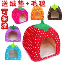 Pet den Strawberry den Cat den Rabbit den Dog den warm comfortable and cute