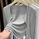 Gray knitted cardigan thin coat sunscreen shawl women's outerwear 2025 new office air conditioning shirt summer
