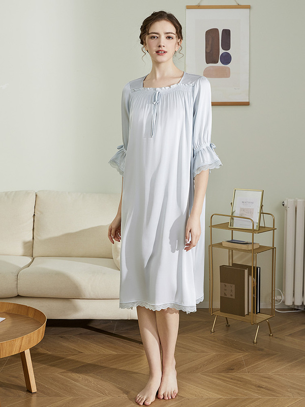 Sandro Vicari Real Silk Sleeping Dress Autumn Medium Long Version 19 Mmie Easy Comfort Silk Home Clothes