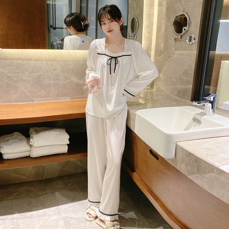 Sandro Vicari square collar coral suede pyjamas women's autumn winter thickened flannel two-piece suit home clothes