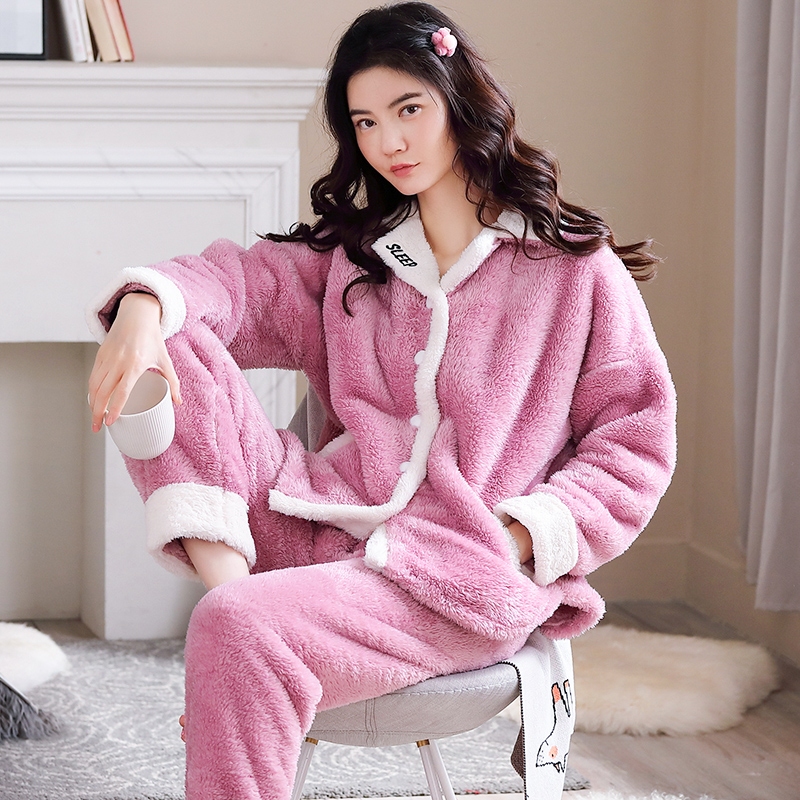 sandro vicari Winter Korean version minimalist pyjamas soft coral suede jersey warm and comfortable to wear outside