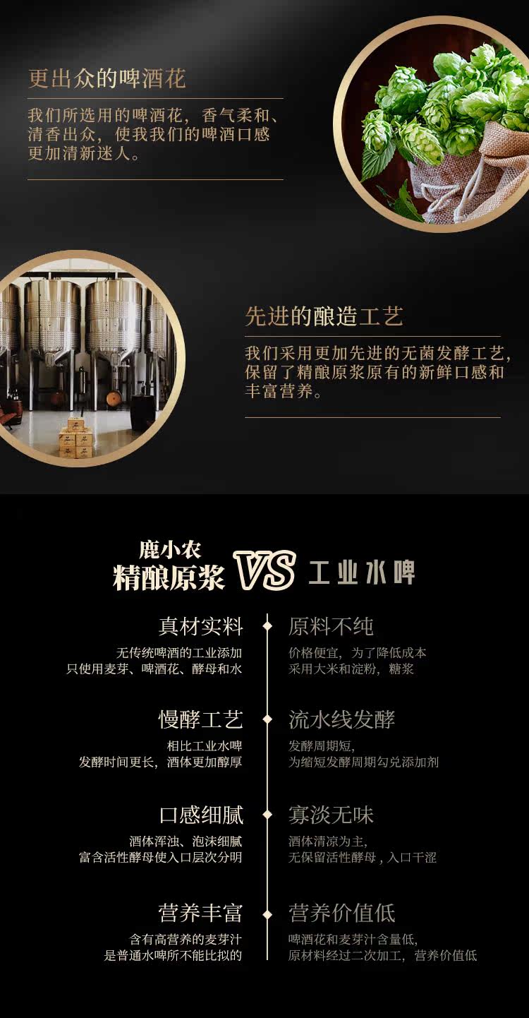 青岛特产 鹿小农 13度 精酿原浆啤酒 1L*2桶 图5