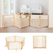 Small and medium-sized dog pet dog fence cage door bar indoor blocking cat and dog fence folding wooden isolation door