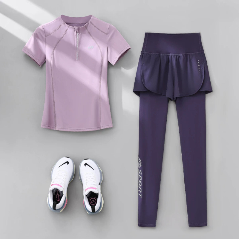 Japanese Outdoor Badminton Mountaineering Fitness Sportswear Women's Running Suit Four-Season Gym Long and Short Sleeve Quick-Drying Clothing Japanese Outdoor Badminton Mountaineering Fitness Sportswear Women's Running Suit Four-Season Gym Long and Short Sleeve Quick-Drying Clothing