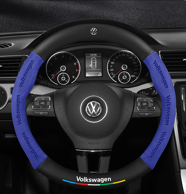 Volkswagen Sagitar Steering Wheel Cover 06-24 Ultra-Thin Anti-Slip Carbon Fiber Four-Season Universal Leather Suede Car Handlebar Cover