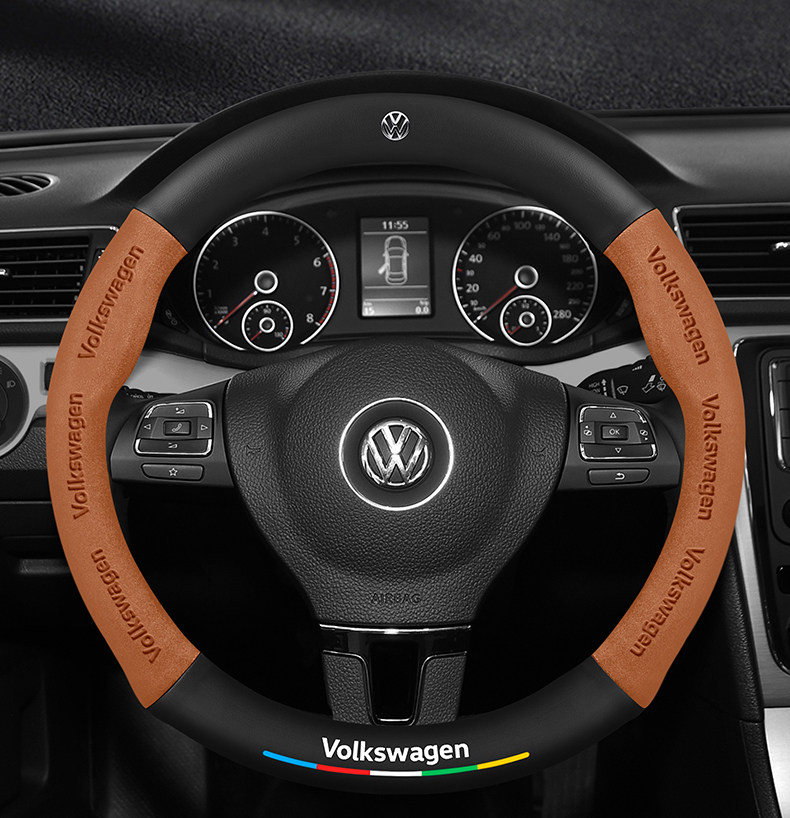 Volkswagen Sagitar Steering Wheel Cover 06-24 Ultra-Thin Anti-Slip Carbon Fiber Four-Season Universal Leather Suede Car Handlebar Cover