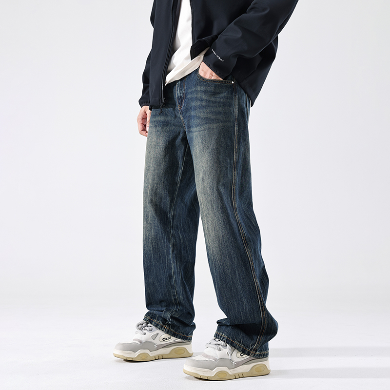 [Celebrity Style] Gtrg American Retro High Street Washed Jeans Versatile Clean Fit Casual Long Pants