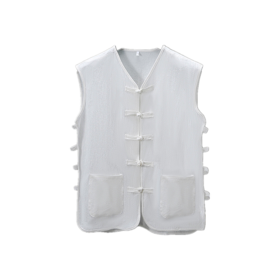 Pure cotton coarse fabric Chinese style vest vest, vest, Tang style sweatshirt, summer Chinese style men's jacket, button up camisole, old man's shirt