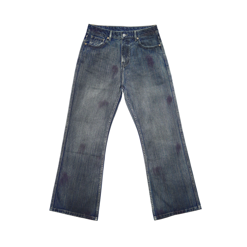 Surudo Blood-Stained Flared Jeans with Slub Texture