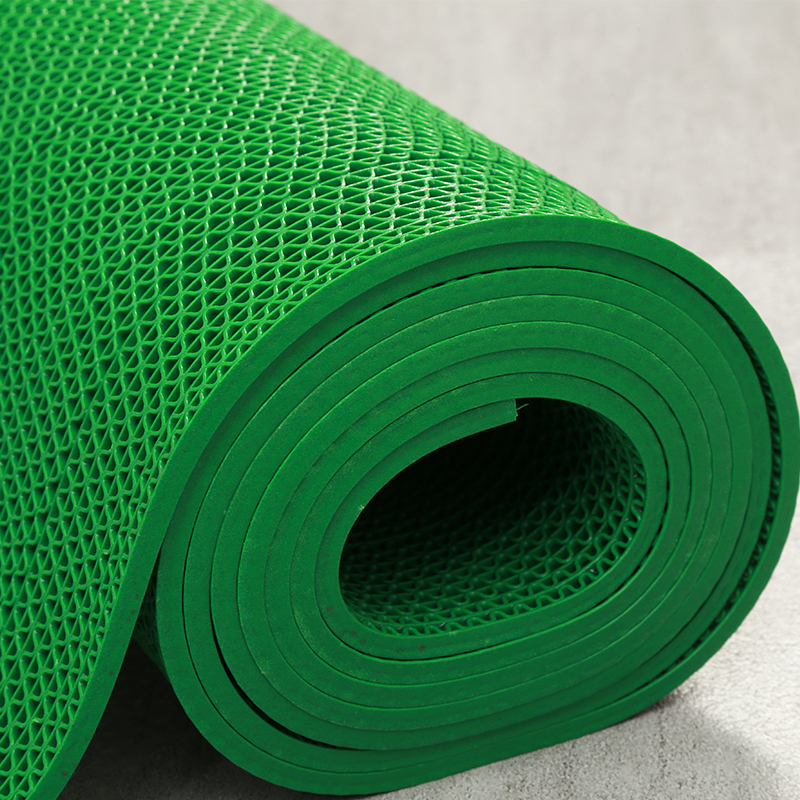 Green S-Shaped Hollow Anti-Slip Mat Bathroom Thickened Pvc Plastic Carpet Bathroom Mat Outdoor Anti-Slip Floor Mat