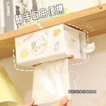 Hanging Tissue Box Wall-mounted Ins Wind Creativity Dormitory Cute Patch Free to punch Kitchen Napkin paper Pumping Paper Box