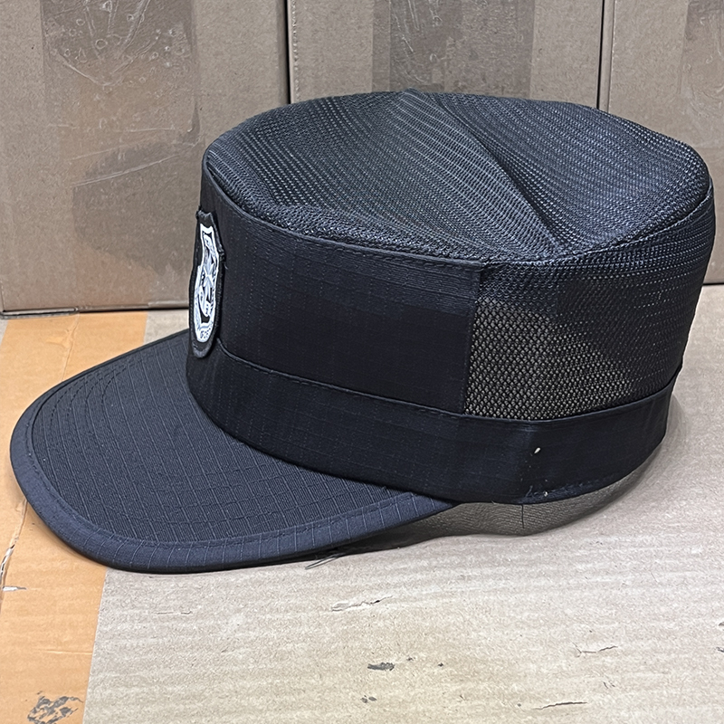New Black Summer Half Mesh Seam Emblem Hat Mesh Cloth Breathable Mesh Security Duty Hat Thickeneded Navy Blue