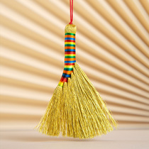 Dragon Boat Festival colorful small broom pendant 9cm hand-woven festive housewarming pendant antique decorative small broom