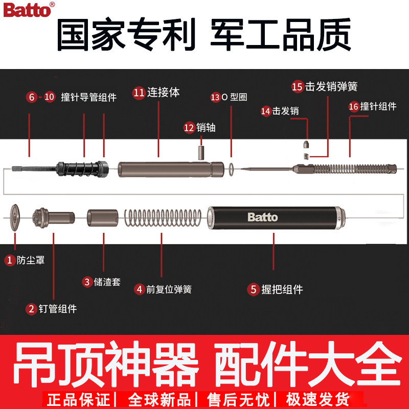 Batto ceiling artifact accessories shot needle needle spring lengthening connecting rod to glove tube camouflage tool