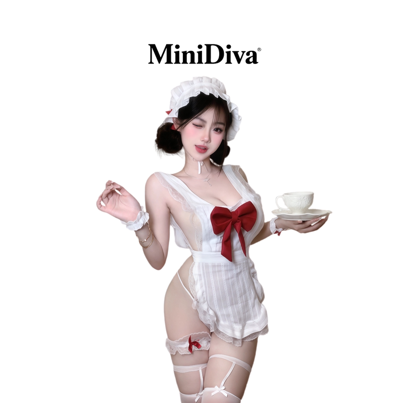 Minidiva: Sweetheart Maid Sexy Dominatrix Sweet Girl Lace Bow Cosplay Kitchen Maid Outfit Minidiva: Sweetheart Maid Sexy Dominatrix Sweet Girl Lace Bow Cosplay Kitchen Maid Outfit