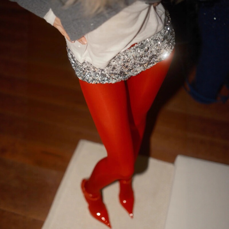 Flgg【Year of Birth】Red Stockings Sexy Velvet New Year Red Socks Autumn and Winter Leggings for Beautiful Legs