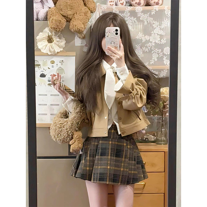 In Autumn, Match a Complete Set of Korean-Style Melard Outfits, Miu Miu-Inspired, Chanel-Esque, Preppy Style Dress Set In Autumn, Match a Complete Set of Korean-Style Melard Outfits, Miu Miu-Inspired, Chanel-Esque, Preppy Style Dress Set